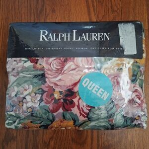 NIP Vintage Ralph Lauren Allison floral queen flat sheet 100%cotton